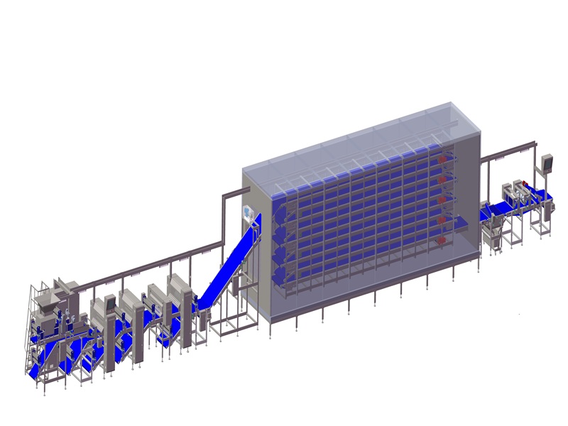 Pizza base forming line with proofing system